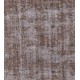 Brown Handmade Vintage Overdyed Turkish Carpet